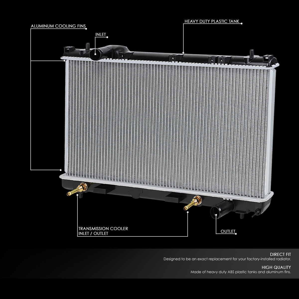 00-04 Dodge Plymouth Neon 2.0L AT Aluminum Radiator - 2363 - 1.31"/ 1.375" Inlet