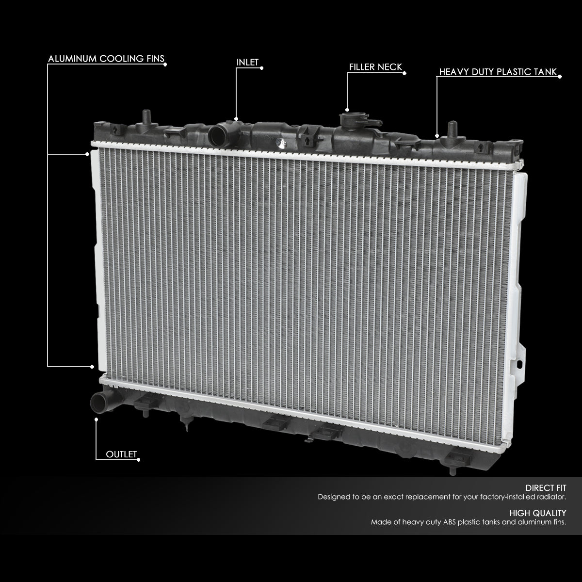 01-06 Hyundai Elantra 03-08 Tiburon 2.0L 2.7L MT Aluminum Radiator - 2388