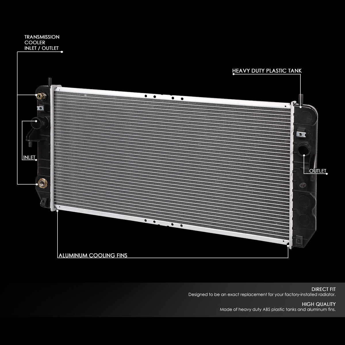 01-05 Cadillac Deville 4.6L 01-03 Oldsmobile Aurora 4.0L AT Aluminum Radiator - 2491