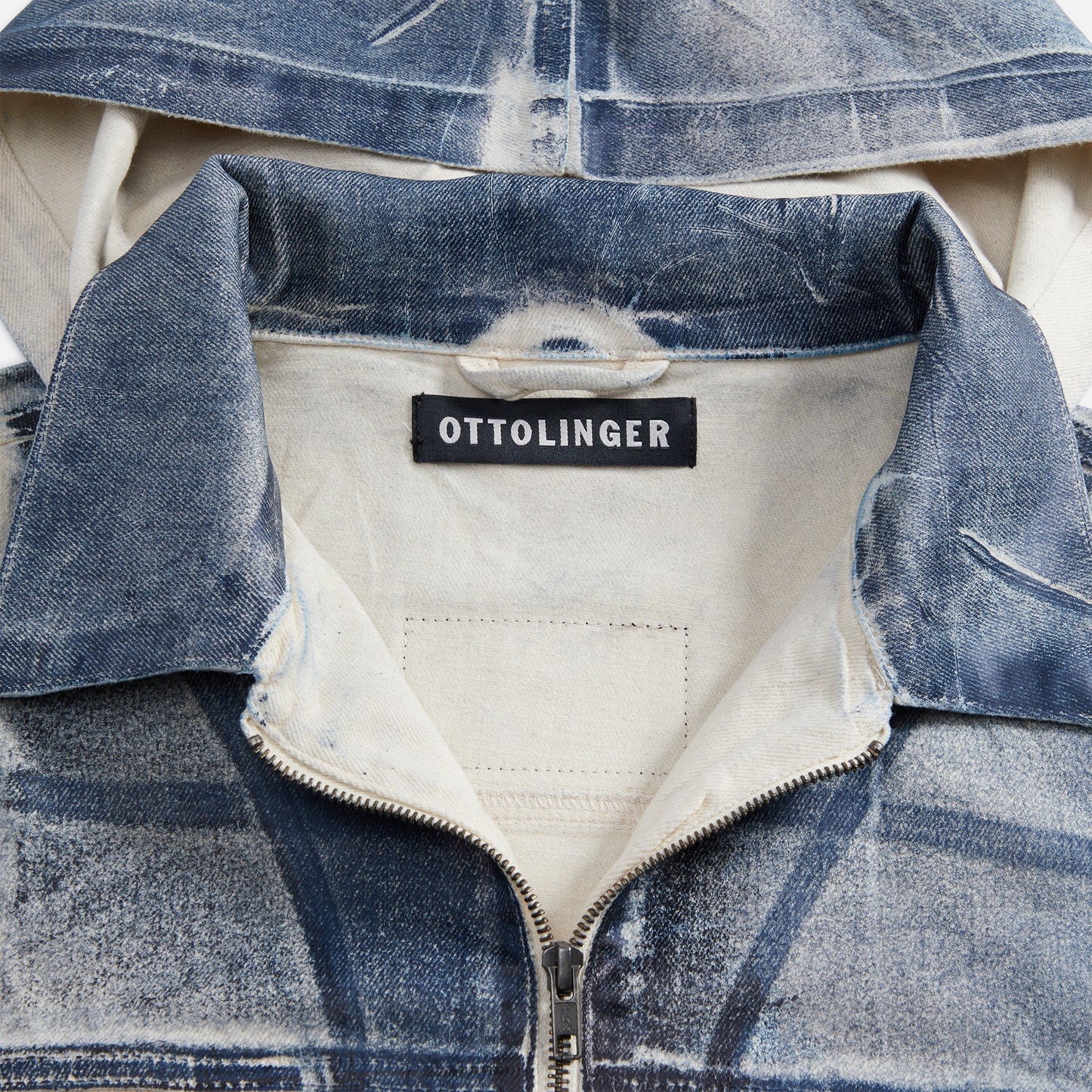 Ottolinger Cropped Belt Denim Jacket - Sand / Blue Paint