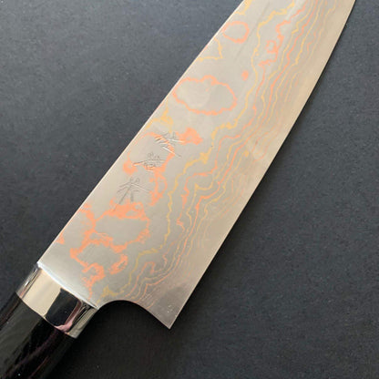 Santoku knife, Aogami 2, Stainless Clad, Damascus finish - Saji