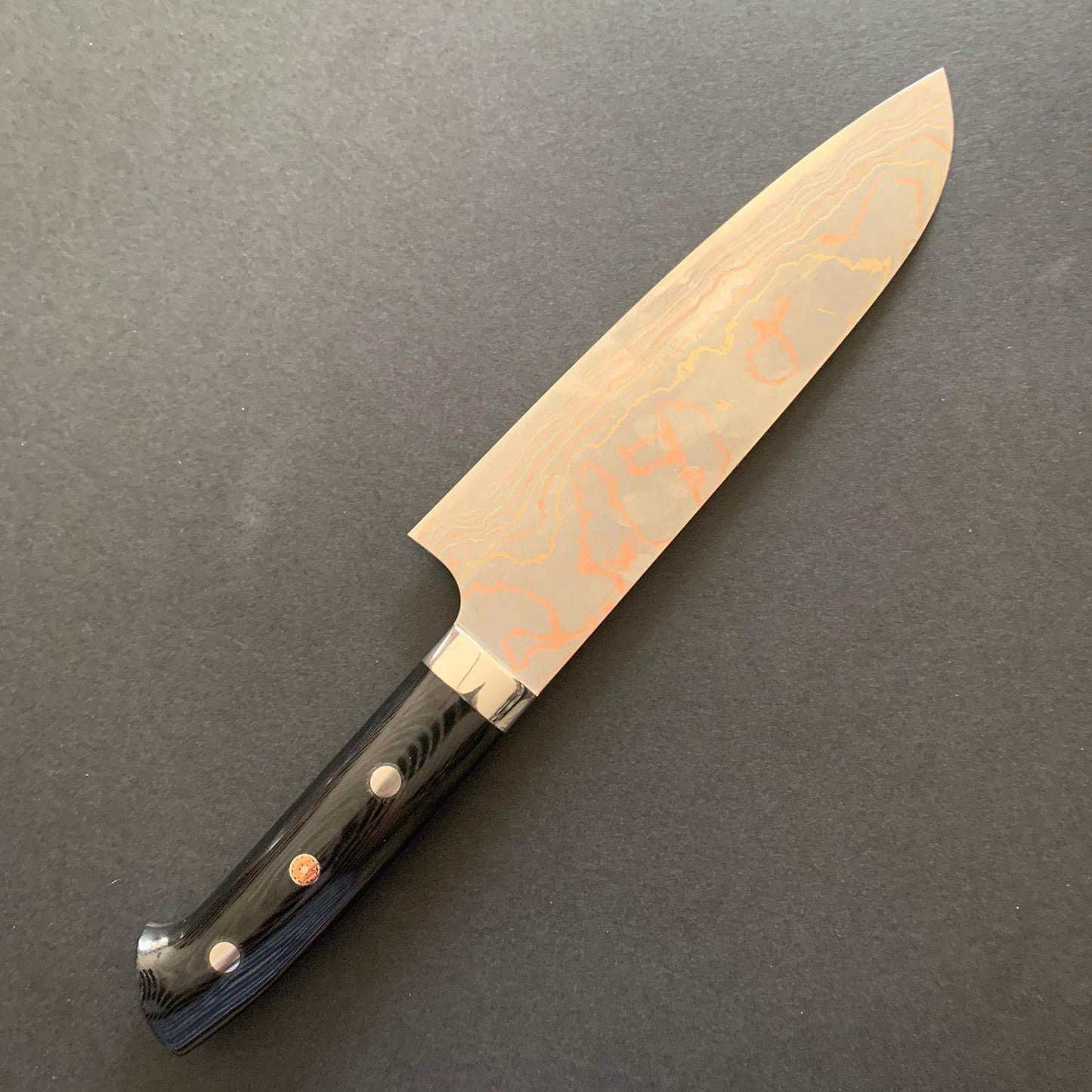 Santoku knife, Aogami 2, Stainless Clad, Damascus finish - Saji