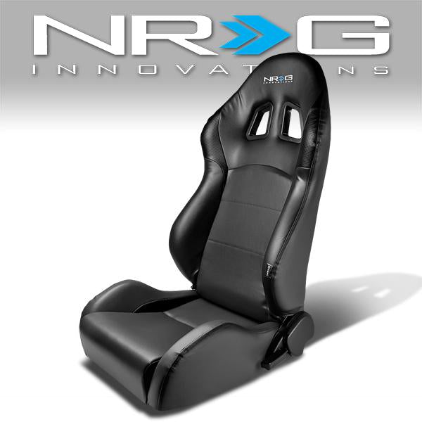 Driver Side PVC Leather Racing Seat w/Universal Slider - RS-204-PVC-BK-L