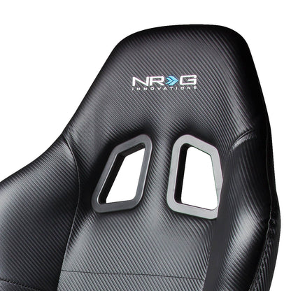 PVC Leather Racing Seat w/Universal Slider - Carbon Fiber Look