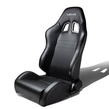PVC Leather Racing Seat w/Universal Slider - Carbon Fiber Look