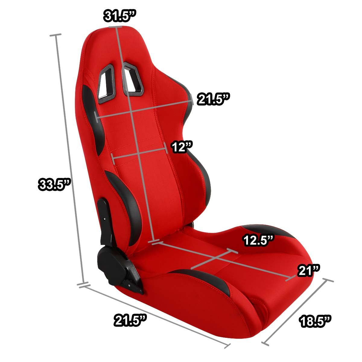 Right / Passenger Side Reclinable Fabric Cloth Racing Seat w/Universal Slider