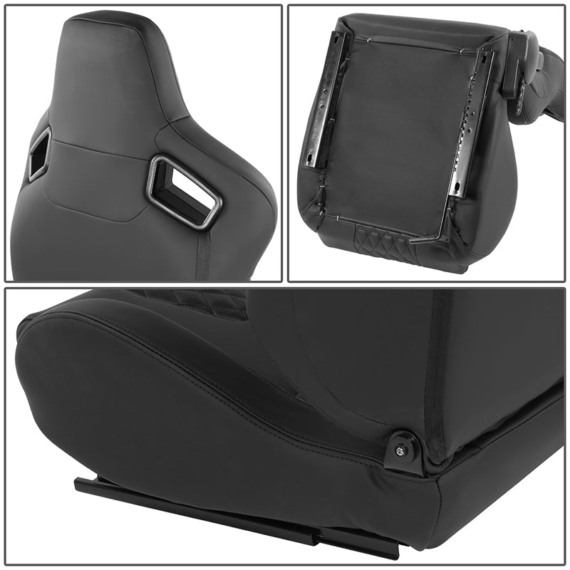 Quilted Pattern Padded Racing Seat <BR>21 X 22 X 38 In. Overall Dimensions