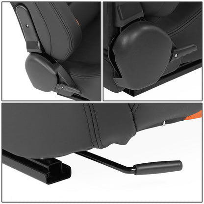Orange Quilted Pattern Padded Racing Seat <BR>21 X 22 X 38 In. Overall Dimensions