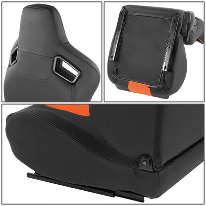 Orange Quilted Pattern Padded Racing Seat <BR>21 X 22 X 38 In. Overall Dimensions