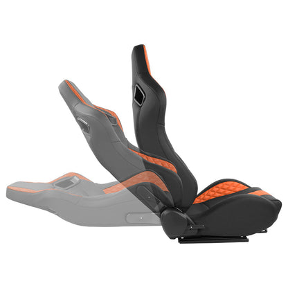 Orange Quilted Pattern Padded Racing Seat <BR>21 X 22 X 38 In. Overall Dimensions