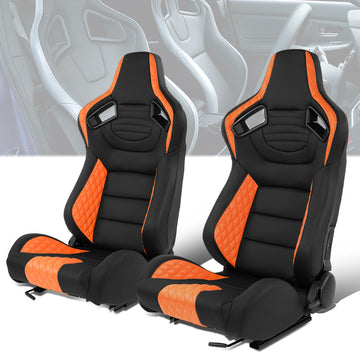 Orange Quilted Pattern Padded Racing Seat <BR>21 X 22 X 38 In. Overall Dimensions