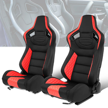 Red Quilted Pattern Padded Racing Seat <BR>21 X 22 X 38 In. Overall Dimensions