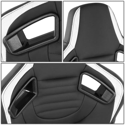 White Quilted Pattern Padded Racing Seat <BR>21 X 22 X 38 In. Overall Dimensions