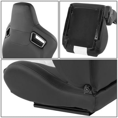 White Quilted Pattern Padded Racing Seat <BR>21 X 22 X 38 In. Overall Dimensions