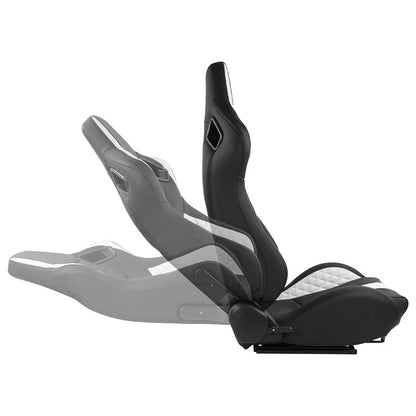 White Quilted Pattern Padded Racing Seat <BR>21 X 22 X 38 In. Overall Dimensions