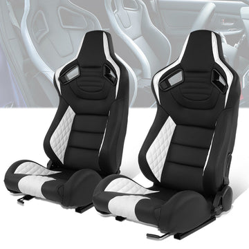 White Quilted Pattern Padded Racing Seat <BR>21 X 22 X 38 In. Overall Dimensions