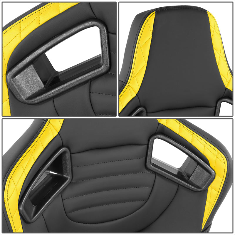 Yellow Quilted Pattern Padded Racing Seat <BR>21 X 22 X 38 In. Overall Dimensions