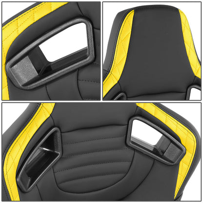 Yellow Quilted Pattern Padded Racing Seat <BR>21 X 22 X 38 In. Overall Dimensions