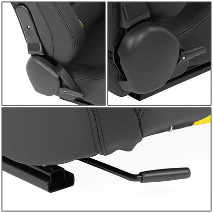 Yellow Quilted Pattern Padded Racing Seat <BR>21 X 22 X 38 In. Overall Dimensions