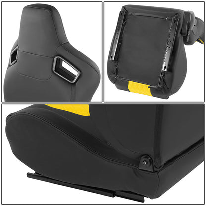 Yellow Quilted Pattern Padded Racing Seat <BR>21 X 22 X 38 In. Overall Dimensions