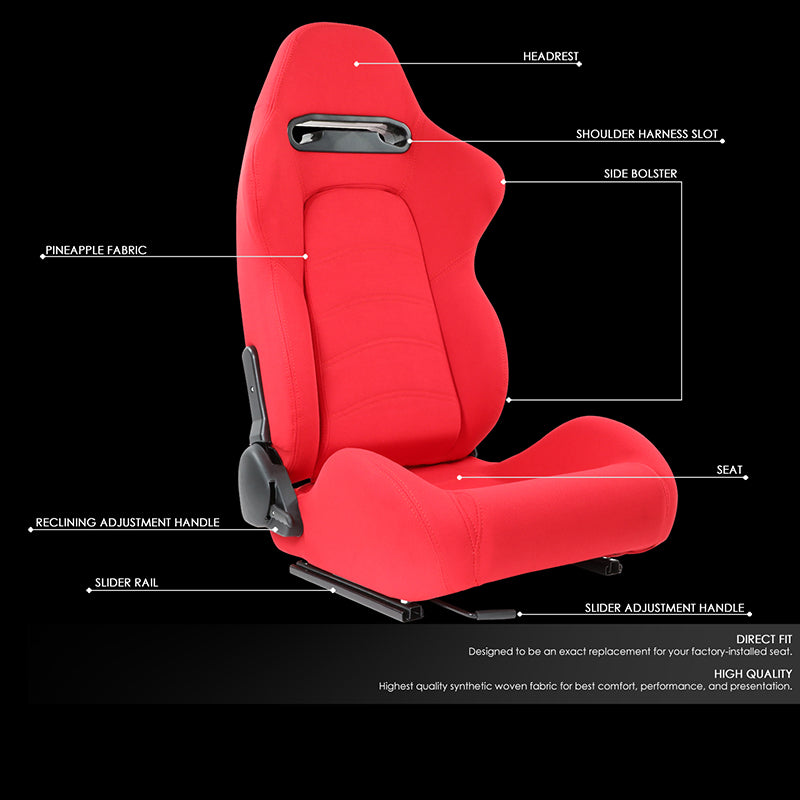 Red Woven Fabric Racing Seat <BR>21.5 X 21.5 X 35 In. Overall Dimensions