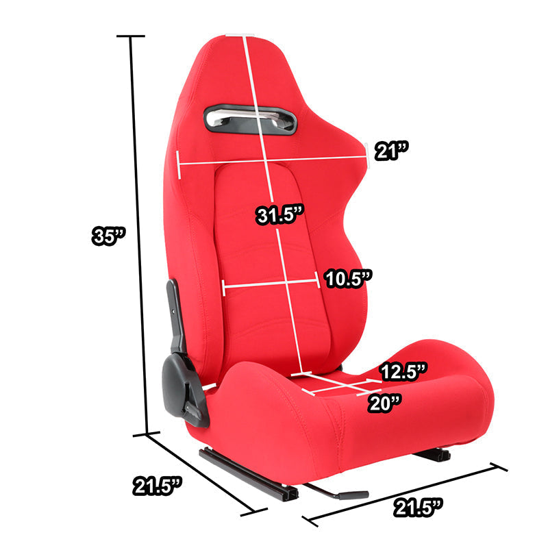Red Woven Fabric Racing Seat <BR>21.5 X 21.5 X 35 In. Overall Dimensions