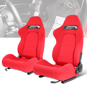 Red Woven Fabric Racing Seat <BR>21.5 X 21.5 X 35 In. Overall Dimensions