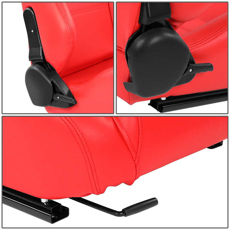Red Vinyl Stitching Racing Seat <BR>21.5 X 22 X 36 In. Overall Dimensions