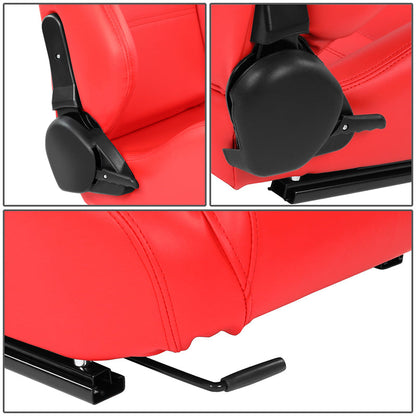 Red Vinyl Stitching Racing Seat <BR>21.5 X 22 X 36 In. Overall Dimensions