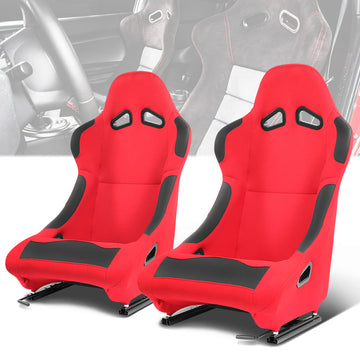 Woven Fabric Vinyl Bolsters Racing Seat<BR>21.5 X 22 X 36 In. Overall Dimensions