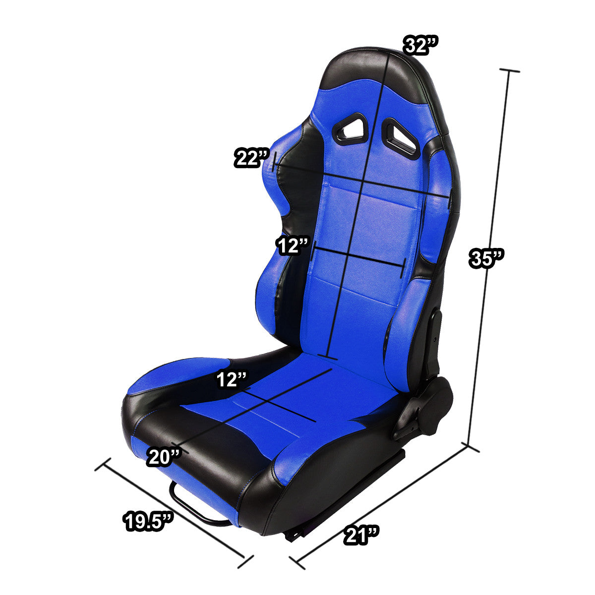 Racing Seats - Reclinable - PVC Leather - Pair