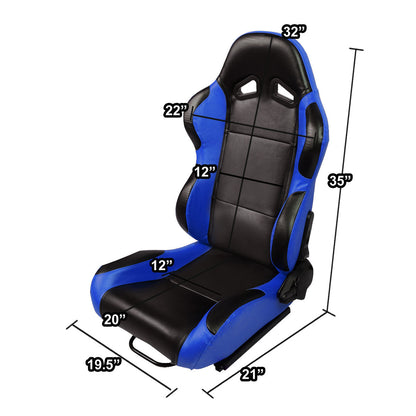 Racing Seats - Reclinable - PVC Leather - Type-R - Pair