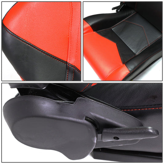 Racing Seats - Reclinable - Arrow Design - PVC Leather - Pair