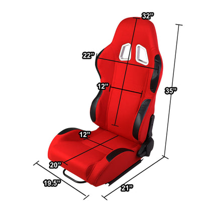 Racing Seats - Reclinable - Cloth - Type-R - Pair