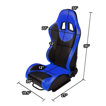 Racing Seats - Reclinable - PVC Leather - Type-R - Pair