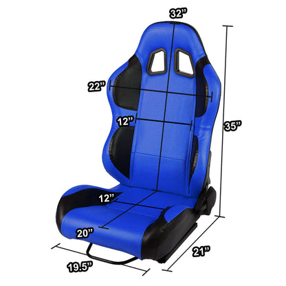 Racing Seats - Reclinable - PVC Leather - Type-R - Pair
