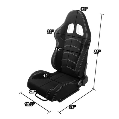 Racing Seats - Reclinable - Woven Fabric - Pair