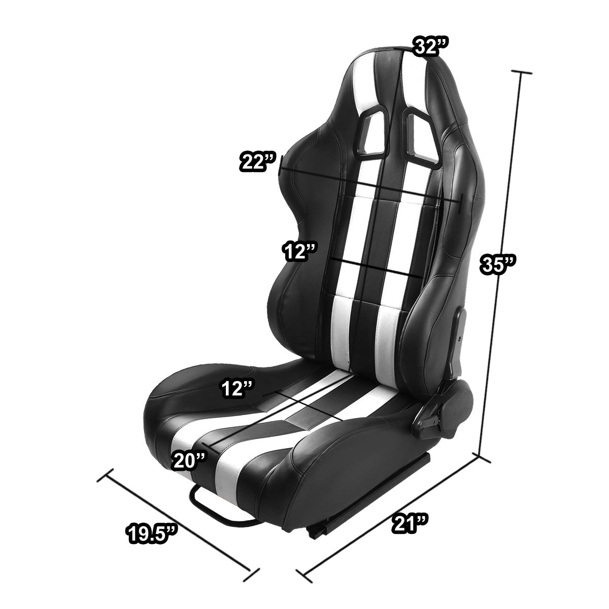 Racing Seats - Reclinable - Type-R - PVC Leather - Pair