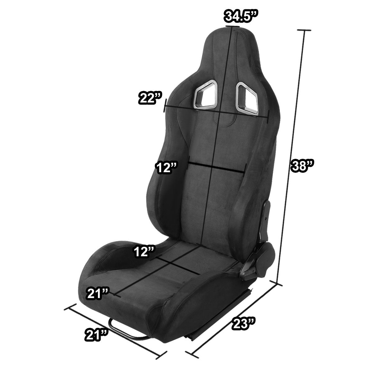 Racing Seats - Reclinable - Type-R Style - Faux Suede - Pair