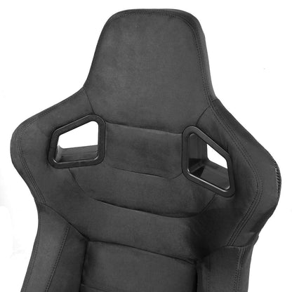 Racing Seats - Reclinable - Carbon Fiber - Faux Suede - Pair