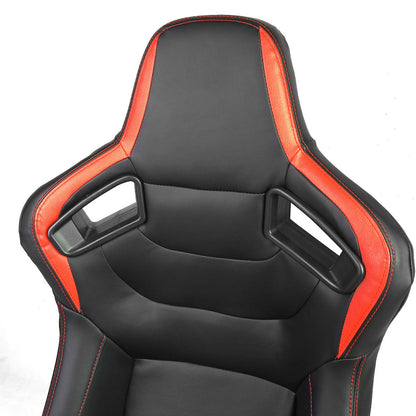 Racing Seats - Reclinable - Horizontal Stitch - PVC Leather - Pair