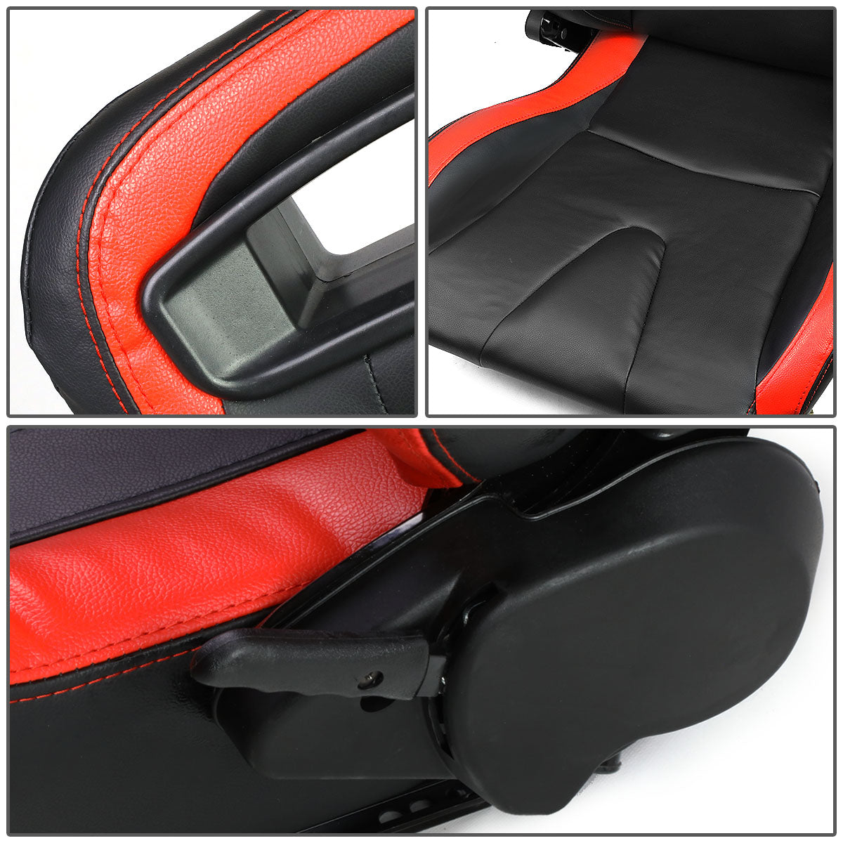 Racing Seats - Reclinable - Horizontal Stitch - PVC Leather - Pair