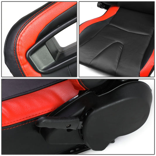 Racing Seats - Reclinable - Horizontal Stitch - PVC Leather - Pair