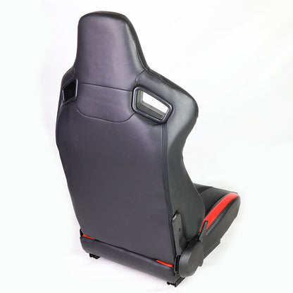 Racing Seats - Reclinable - Horizontal Stitch - PVC Leather - Pair