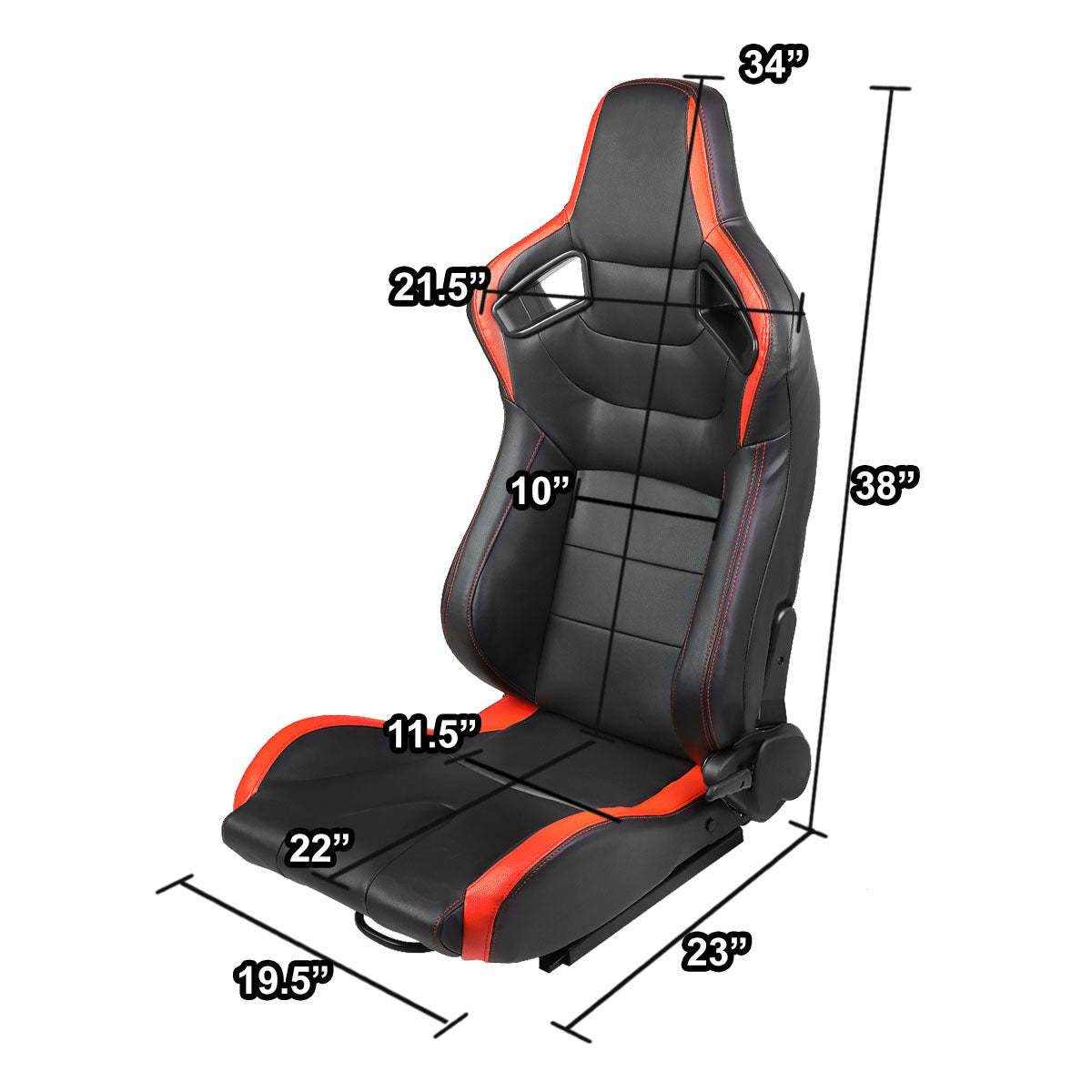 Racing Seats - Reclinable - Horizontal Stitch - PVC Leather - Pair