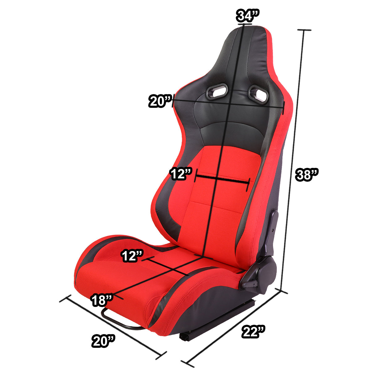 Racing Seats - Reclinable - Fabric - Pair