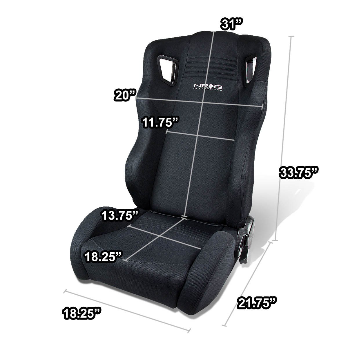 Woven Upholstery Cloth Racing Seat w/Universal Slider - Driver Side