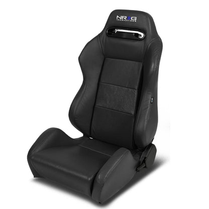 Red Leather Racing Seat w/Universal Slider - Driver Side