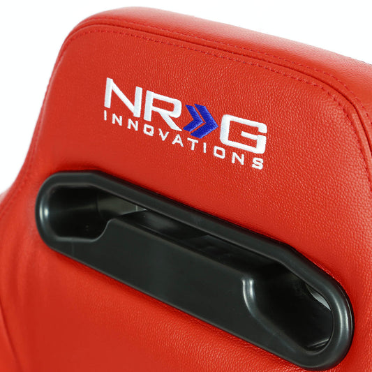 Red Leather Racing Seat w/Universal Slider - Driver Side