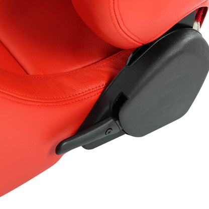 Red Leather Racing Seat w/Universal Slider - Driver Side